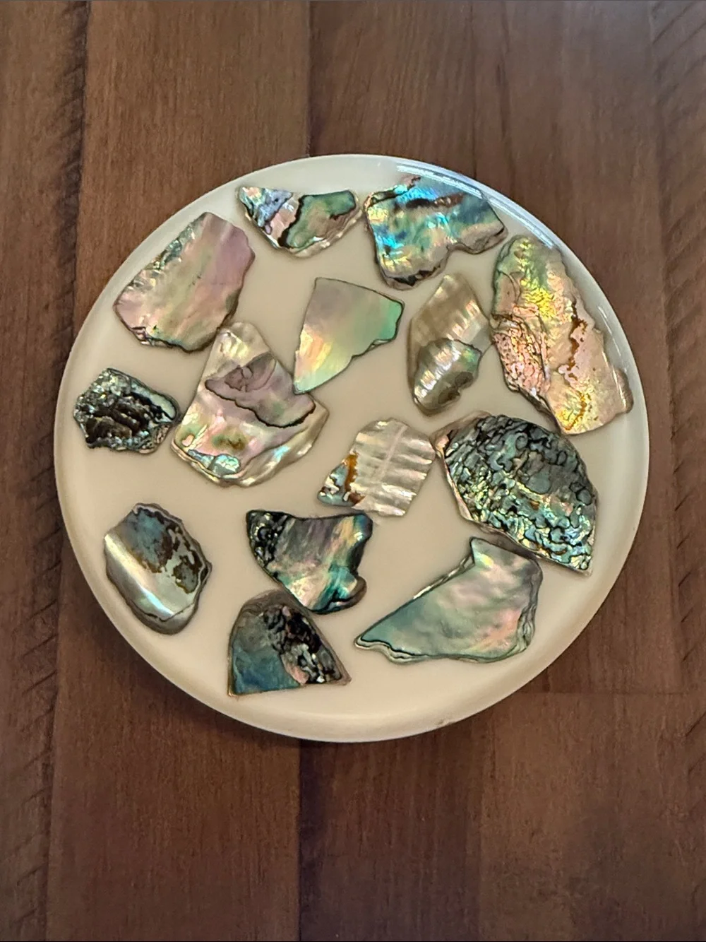 Round Cream Marble-Look Decorative Coaster / Trivet with Clear Bump Feet